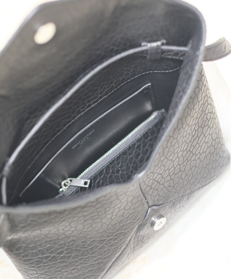 Saint Laurent Cassandre Envelope Messenger In Lambskin Black